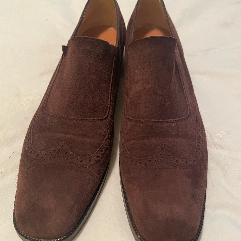 Salvatore Ferragamo Leather Slip-On Loafers with Square Toe Size 10N